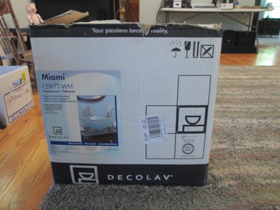 New Old Stock Decolav Miami Translucent Collection White Frosted