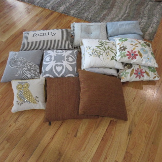 Grouping of Fashionable Throw Pillows
