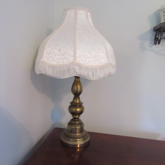 Antique Brass Finish Lamp with Boudoir Shade