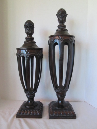 Tiered Carved Bronzed Resin Votive Holders