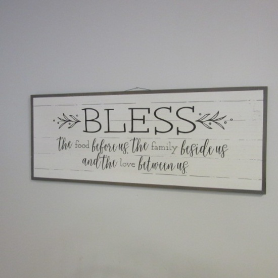 "Bless the food before us, the family beside us and the love between us" Wall Plaque