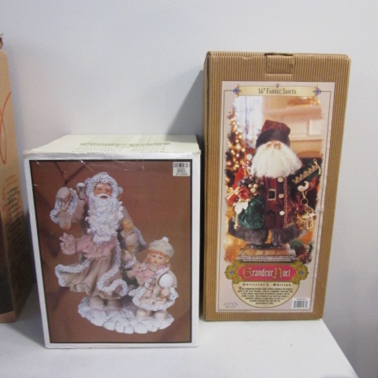 Grandeur Noel 16" Fabric Santa and Cedar Creek Collection 11" Santa