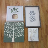 Four Botanical Themed Plaques