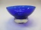 Cobalt Blue w/Clear Bottom Bubble Base Bowl By Snowflakes Made in China 6 1/2