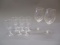 6 Plastic Party Wine Cups (Stem Detaches) & 2 Plastic Wine Glasses