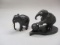2 Hand Carved Black Hardwood Elephants