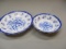 2 Blue and White Plastic Bowls 9 1/2