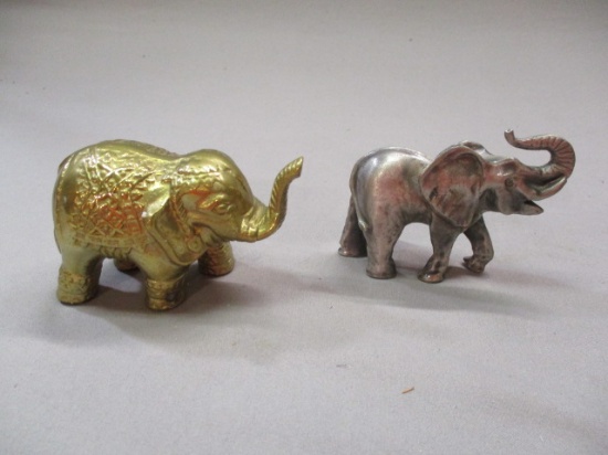 1995 Solid Brass Elephant Marked PG & 1995 Pewter Elephant Marked PG