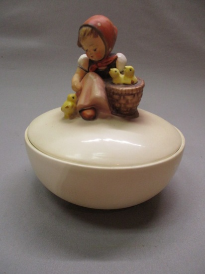 Vintage Hummel "Chick Girl" on Covered Candy/Trinket Bowl 6"