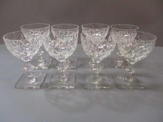 8 Crystal Wine Glasses Signed Hawkes