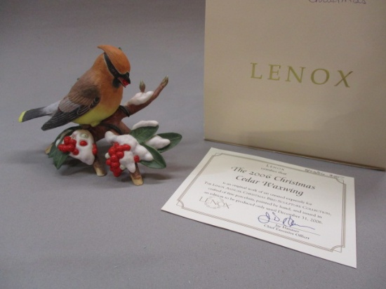 2006 Limited Edition Lenox "Christmas Cedar Waxwing" Fine Porcelain Bird Figurine 4"