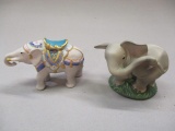 2 Bisque Porcelain Elephants Marked PG