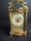 Art Nuveaux Brass & Glass Carriage Clock w/key (uranium Glass Face)