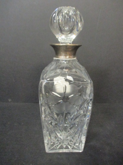 Crystal Decanter w/English Sterling Silver Neck