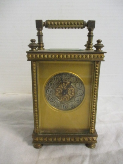 R & Co. Brass & Glass Carriage Clock made in France
