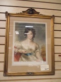 Framed Mezzotint 'Miss Croker' in Antique Original Frame