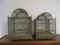 Two Wood Painted Green Finch/Bird Cages