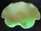 Vintage Fenton Uranium Custard Glass Cherry Chain Ruffle Bowl