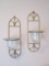 Pair of Gold Metal Wall Sconce/Pillar Candle Holders