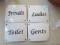 Four White Porcelain Room Marking Signs