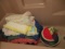 Vintage Hand Knitted/Crocheted Afghans and Fruit Basket