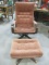 Swivel Wood Upholstered Chair & Matching Foot Stool