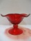 Anchor Hocking Red Glass Hobnail Compote