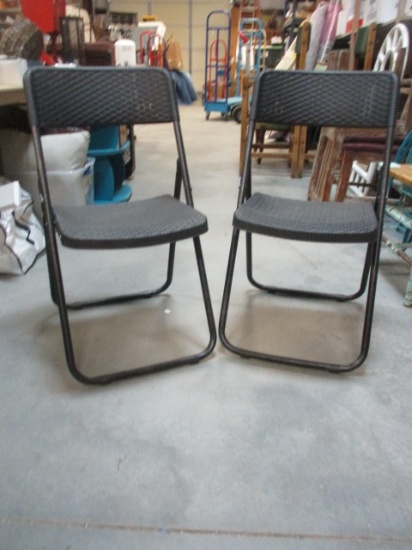 Folding Wicker Look Chairs (Lot of 2)