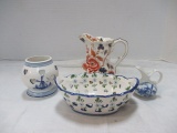 Dutch/Holland 3 PC Grouping & Wedgwood Pitcher