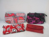 Red Fossil Billfold/clutch, 2 Vera Bradley billfold/clutches, lace bag