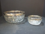 2 PC Crystal Bowl w/Stainless Rim