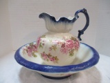 Floral Painted Wash Bowl & Pitcher