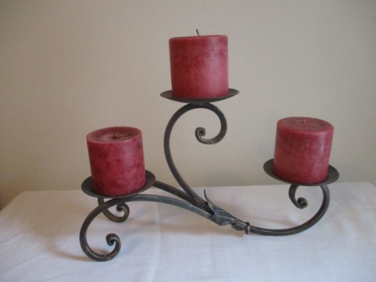 Metal Three Tier Pillar Candle Holder