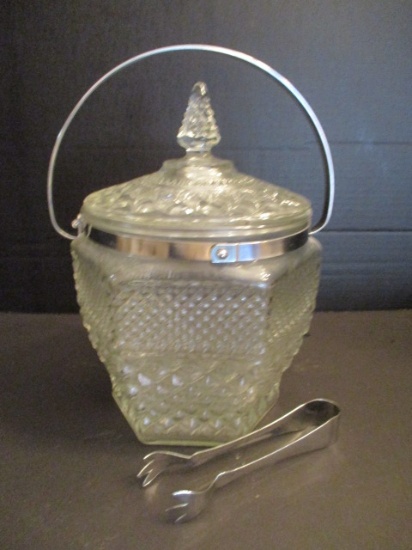 Wexford Glass Ice Bucket with Tongs
