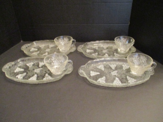 Four Sets of Snack Plates and Cups