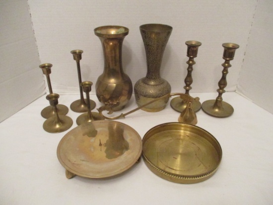 Brass Candlesticks and Vases