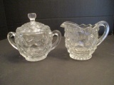 Pattern Glass Creamer and Sugar