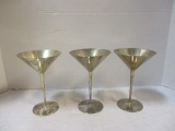 3 Silverplate Martini Stems