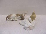 3 Lladro Animal Figurines - Cow, Ducks, Chick