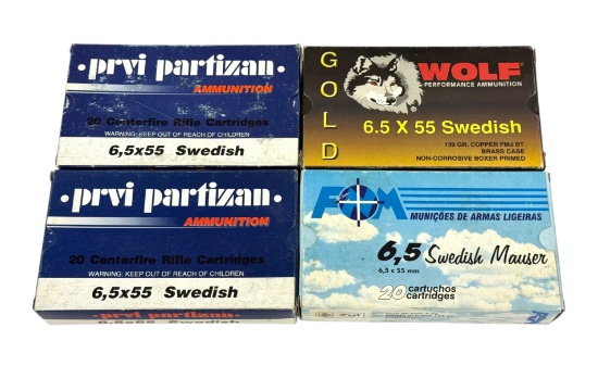 NIB 80rds. of 6.5x55 SWEDISH 139gr. FMJ BT Ammunition