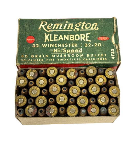 NIB 50rds. of .32-20 WINCHESTER Remington Kleanbore 80gr. Mushroom Bullet Vintage Ammunition