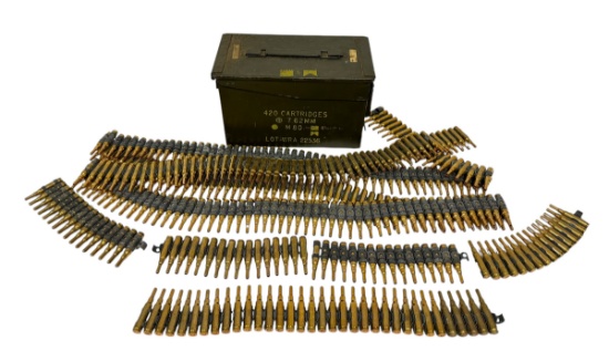 330rds. of Linked / Belted LC 7.62x51 NATO BLANK Cartridge Ammunition