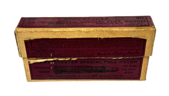 Rare 18rds. of .32 WIN. SPECIAL FULL PATCH M1894 170gr. Winchester Purple Label Box of Ammo