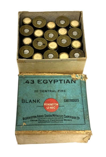 Collectible 20rds. of .43 EGYPTIAN (11.43x50R) BLANK Cartridge Ammunition by Remington-UMC