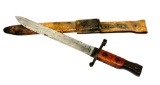 Canadian Pattern 1908 Mk. 1 Ross Rifle Bayonet with Leather US Marked Scabbard