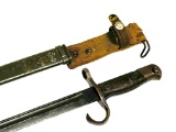 RARE US-Issued Korean War Japanese Type 30 Bayonet w/ Green Scabbard & Canvas Frog for Web Belt
