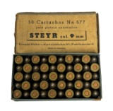 NIB 50rds. of 9mm STEYR No. 577 DWM Vintage Collectible Ammunition