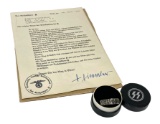 High Quality Reenactment German SS Honor Ring (Totenkopfring) & Award Letter