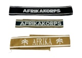 (3) German WWII Afrikakorps Cuff Title Bands
