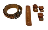 Leather Cartridge Belt, Belt .22 Cartridge Slide, and Shotshell Holders